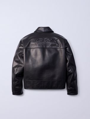 black jung kook for calvin klein leather racer jacket for men calvin klein