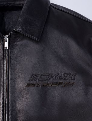 black jung kook for calvin klein leather racer jacket for men calvin klein
