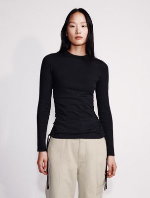 multi ruched slim t-shirt for women calvin klein