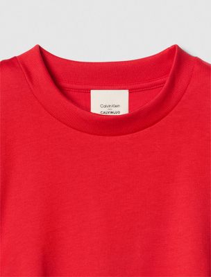 chinese red ruched slim t-shirt for women calvin klein