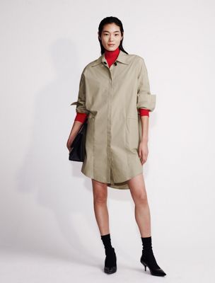 laurel oak poplin woven mini shirt dress for women calvin klein