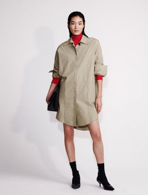 multi poplin woven mini shirt dress for women calvin klein