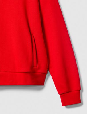 chinese red terry zip polo sweatshirt for women calvin klein