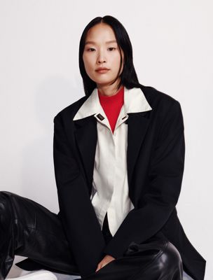 black swobodna dopasowana marynarka dla kobiety - calvin klein
