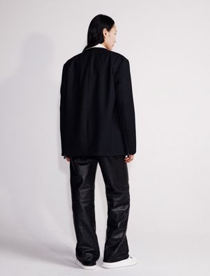 black relaxed tailored blazer for women calvin klein