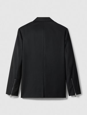 black relaxed tailored blazer for women calvin klein