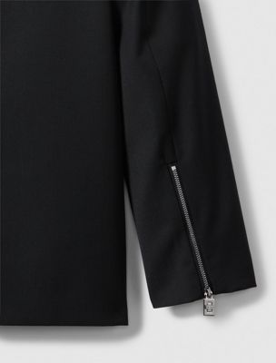 black relaxed tailored blazer for women calvin klein