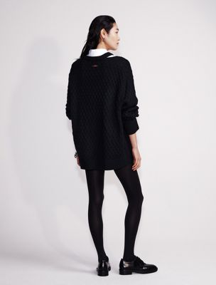 black merino wool cable knit relaxed jumper for women calvin klein