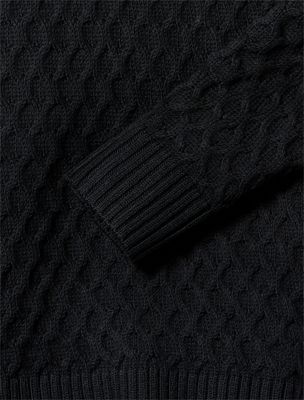 black merino wool cable knit relaxed jumper for women calvin klein