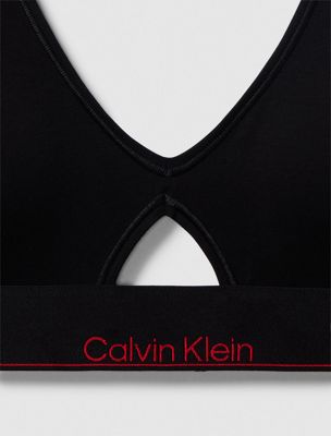 black modern cotton lightly lined triangle bralette for women calvin klein