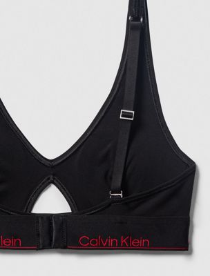 black modern cotton lightly lined triangle bralette for women calvin klein