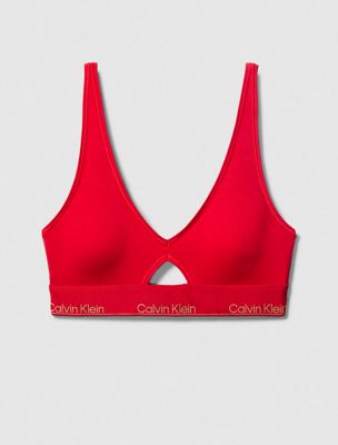 chinese red modern cotton lightly lined triangle bralette for women calvin klein