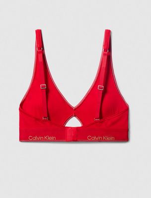 chinese red modern cotton lightly lined triangle bralette for women calvin klein