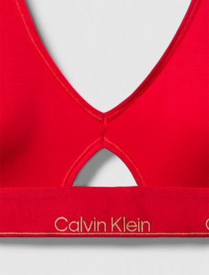 chinese red modern cotton lightly lined triangle bralette for women calvin klein