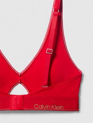 chinese red modern cotton lightly lined triangle bralette for women calvin klein