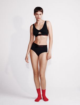 black modern cotton high waist bikini for women calvin klein
