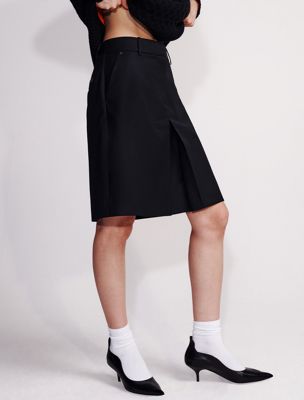 black wool blend tailored skirt for women calvin klein