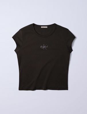 grey jung kook for calvin klein monogram baby tee for women calvin klein