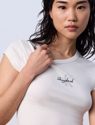 lily jung kook for calvin klein monogram baby tee for women calvin klein