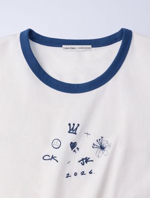 lily jung kook for calvin klein icons graphic ringer baby tee for women calvin klein