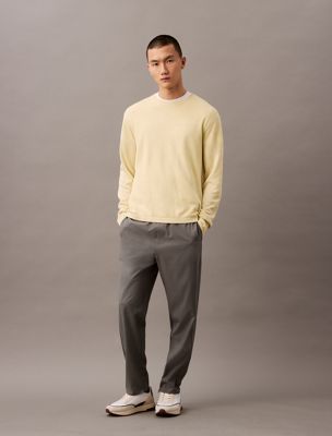 yellow linen blend jumper for men calvin klein