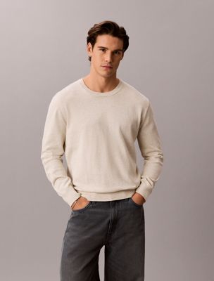 pull classique en coton supima grey pour hommes calvin klein