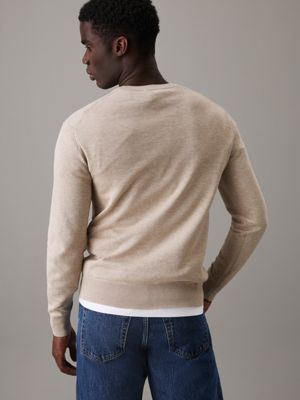 crockery supima cotton monogram logo sweater for men calvin klein