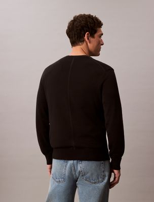 black supima cotton monogram logo sweater for men calvin klein