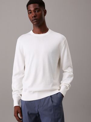 white luxury cotton jumper for men calvin klein