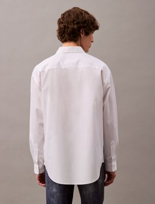 brilliant white pocket cotton button-down shirt for men calvin klein