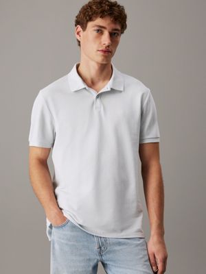 blue cotton piqué polo shirt for men calvin klein jeans