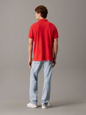 red alert cotton piqué polo shirt for men calvin klein jeans