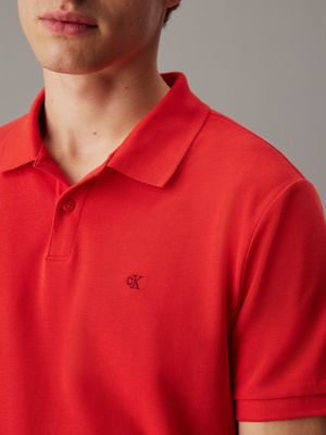 red alert cotton piqué polo shirt for men calvin klein jeans