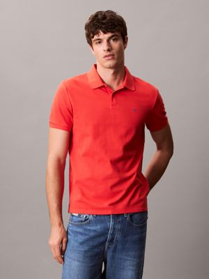 red cotton piqué polo shirt for men calvin klein jeans