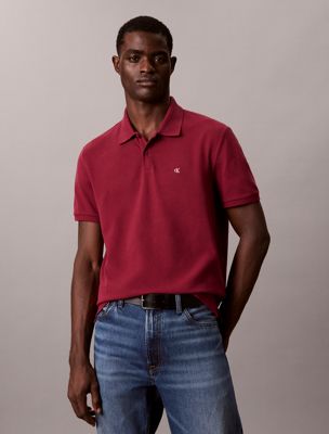 purple cotton piqué monogram polo shirt for men calvin klein jeans
