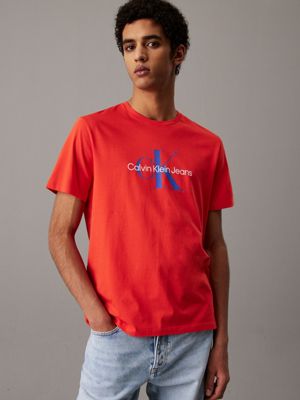 red monogram t-shirt for men calvin klein jeans