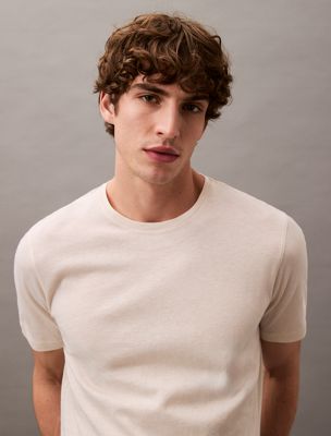 chalk cotton silk tee for men calvin klein