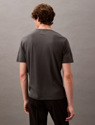 dark slate gray cotton silk tee for men calvin klein