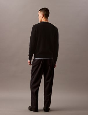 black klassieke kasjmier trui met ronde hals voor heren - calvin klein