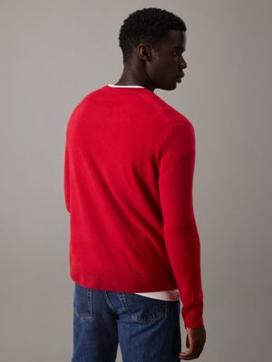 maglione girocollo classico in cashmere scarlet sage da uomini calvin klein