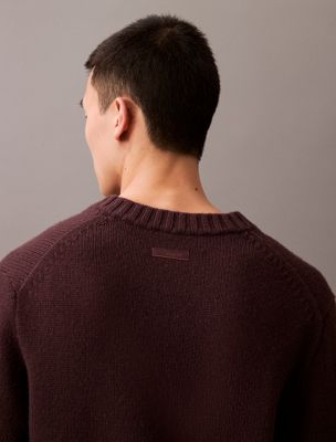 raisin wool blend v-neck jumper for men calvin klein