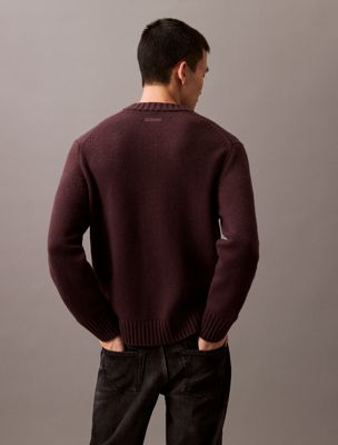 raisin wool blend v-neck jumper for men calvin klein