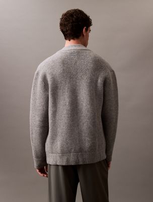 bomber en laine bouillie mélangée medium grey htr pour hommes calvin klein