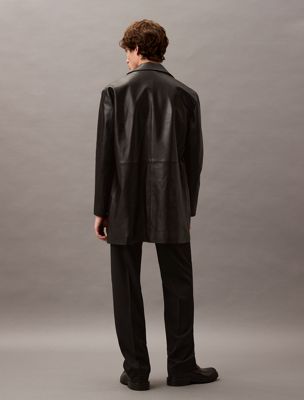 cappotto corto in pelle black beauty da uomini calvin klein