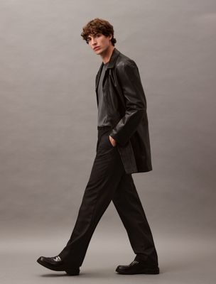 cappotto corto in pelle black beauty da uomini calvin klein