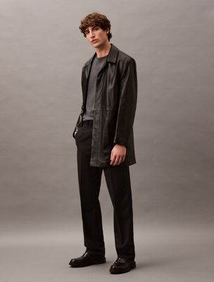 cappotto corto in pelle black beauty da uomini calvin klein