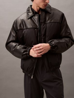 vulcan leather nylon puffer for men calvin klein