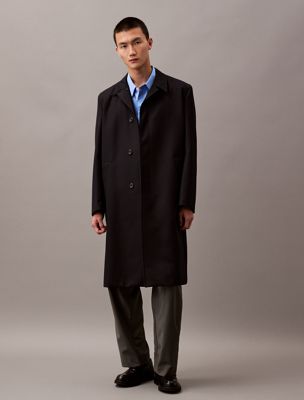 Long Wool Twill Blend Car Coat Calvin Klein LV040EM578QUY