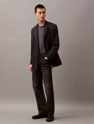 vulcan double-breasted wool gabardine blend blazer for men calvin klein