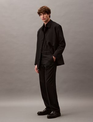 black drop shoulder twill jacket for men calvin klein